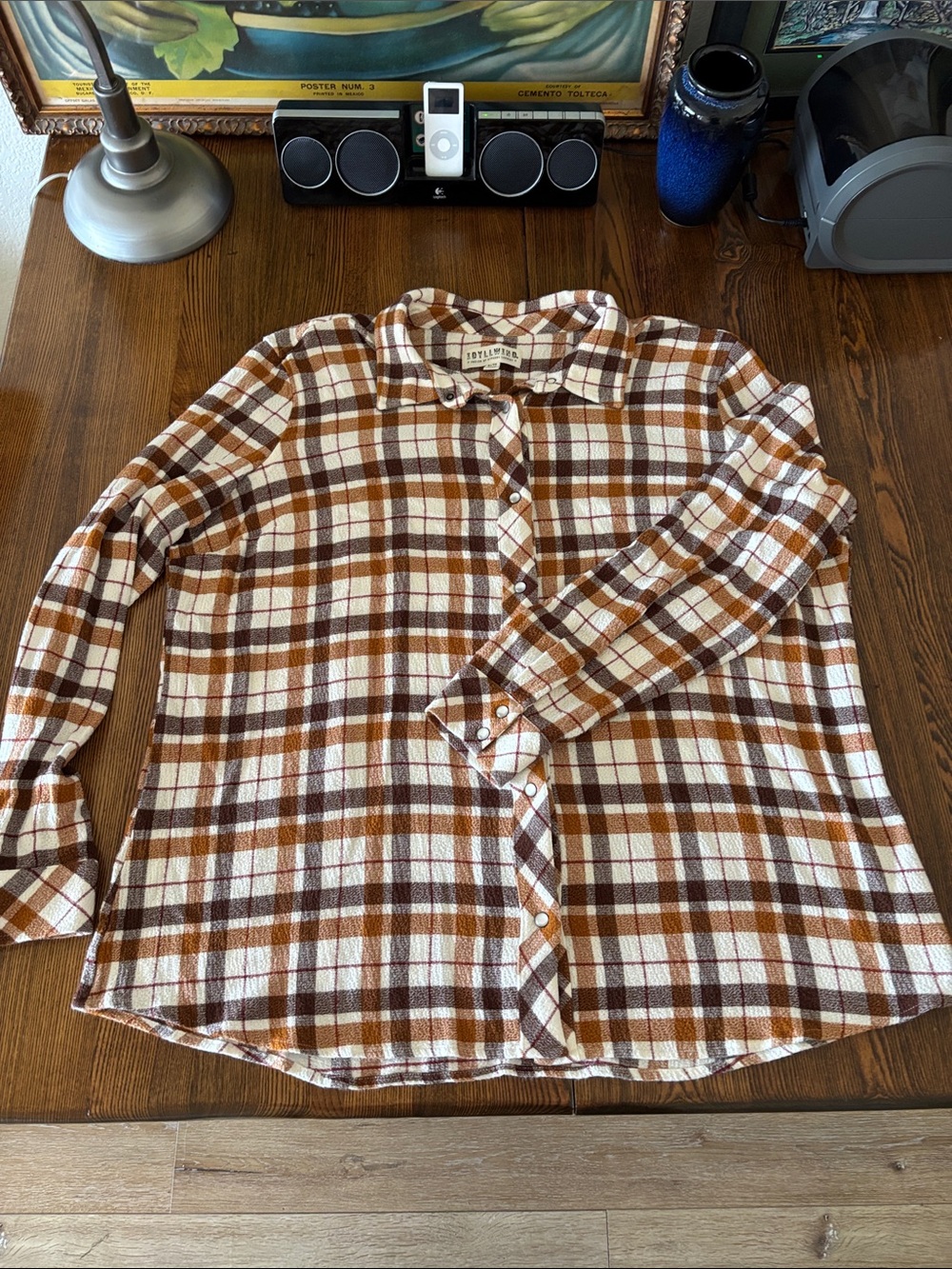 Idyllwind Cream, Brown & Rust Plaid Button-Up